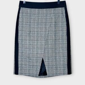 NWOT J. CREW black/white houndstooth plaid wool blend pencil skirt size 6 office